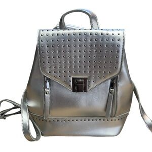Metallic Silver Mini Backpack Bag